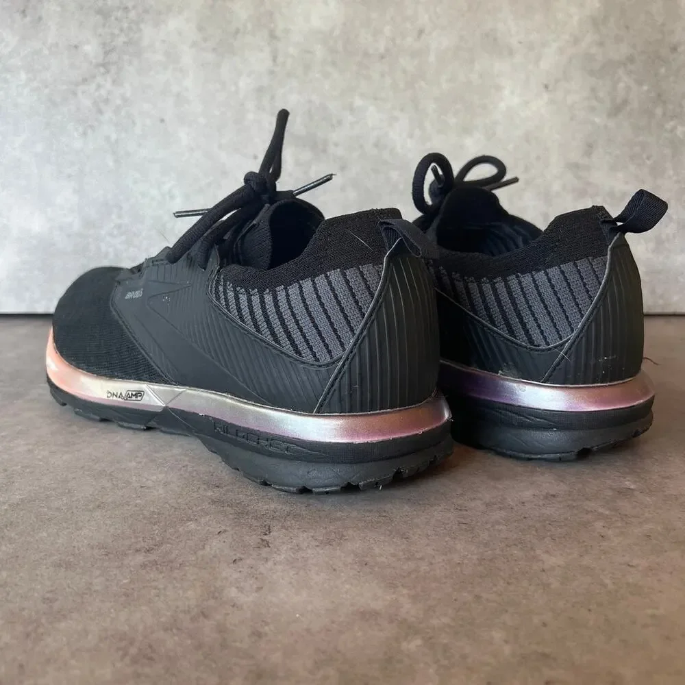 Brooks Ricochet 2 black/rose gold running shoes women's 8.5 stretchknit athletic